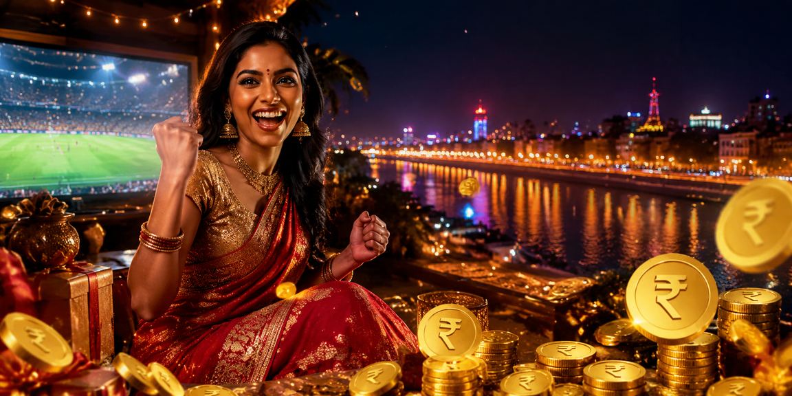 Indian woman using mobile to deposit funds in 5008 platform near Ahmedabad riverfront